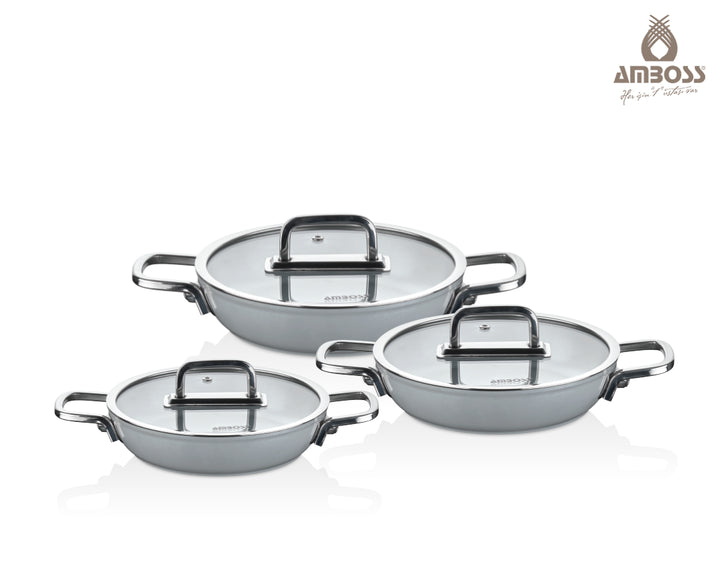 Ensemble de 3 poêles en céramique Amboss Sera Nova - Gris