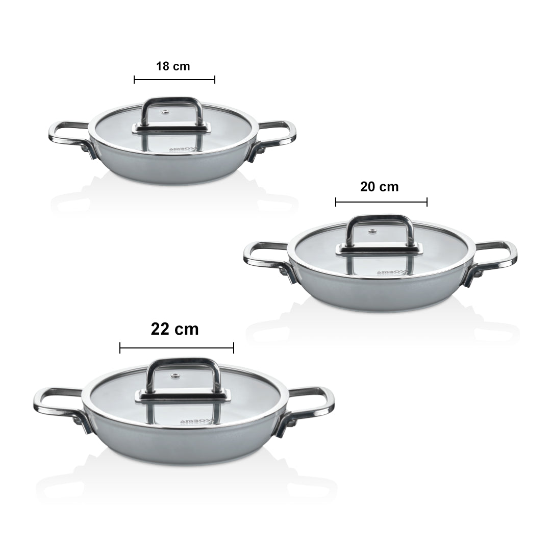 Ensemble de 3 poêles en céramique Amboss Sera Nova - Gris