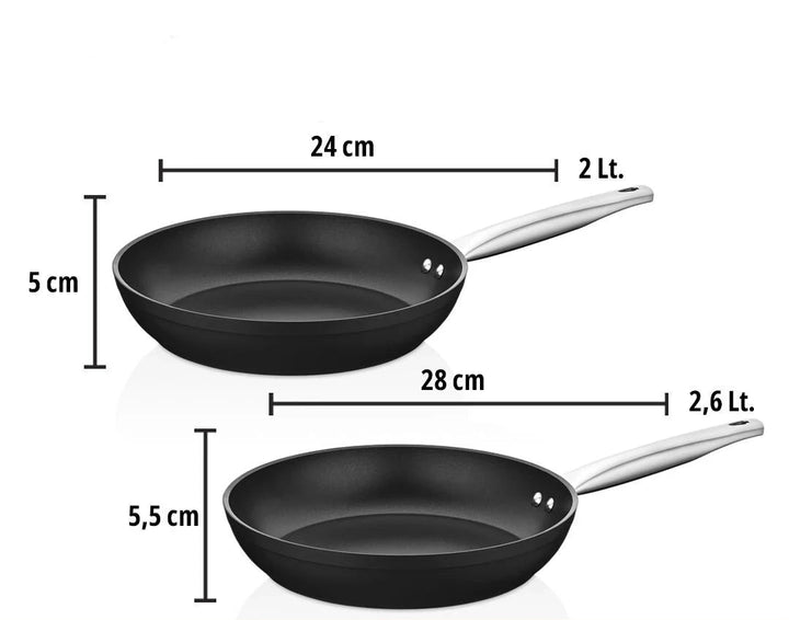 Ensemble de 2 Poêles  Amboss Dark 24-28 cm – Revêtement en Titane Antiadhésif