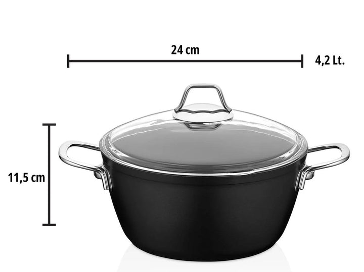 Set de casseroles et poêles Amboss Dark – 6 Pièces avec Revêtement en Titane Antiadhésif