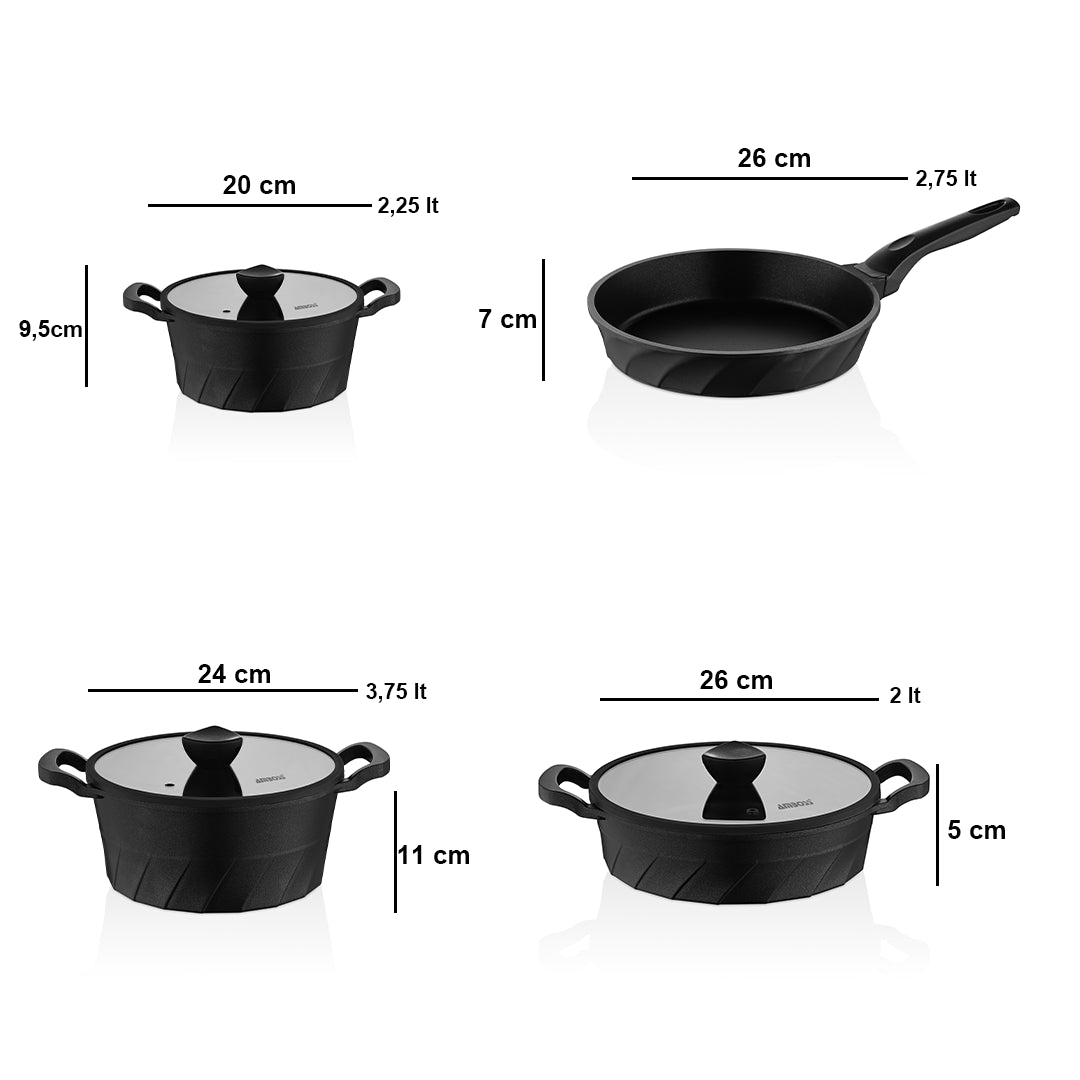 Set Vento 7 Pièces – Fonte avec Revêtement Titane - Noir