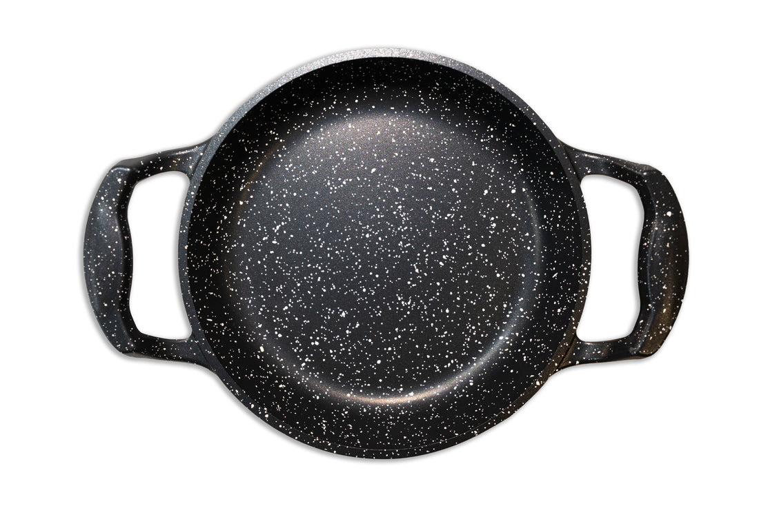 Poêle à double poignée 16 cm – revêtement effet pierre noir