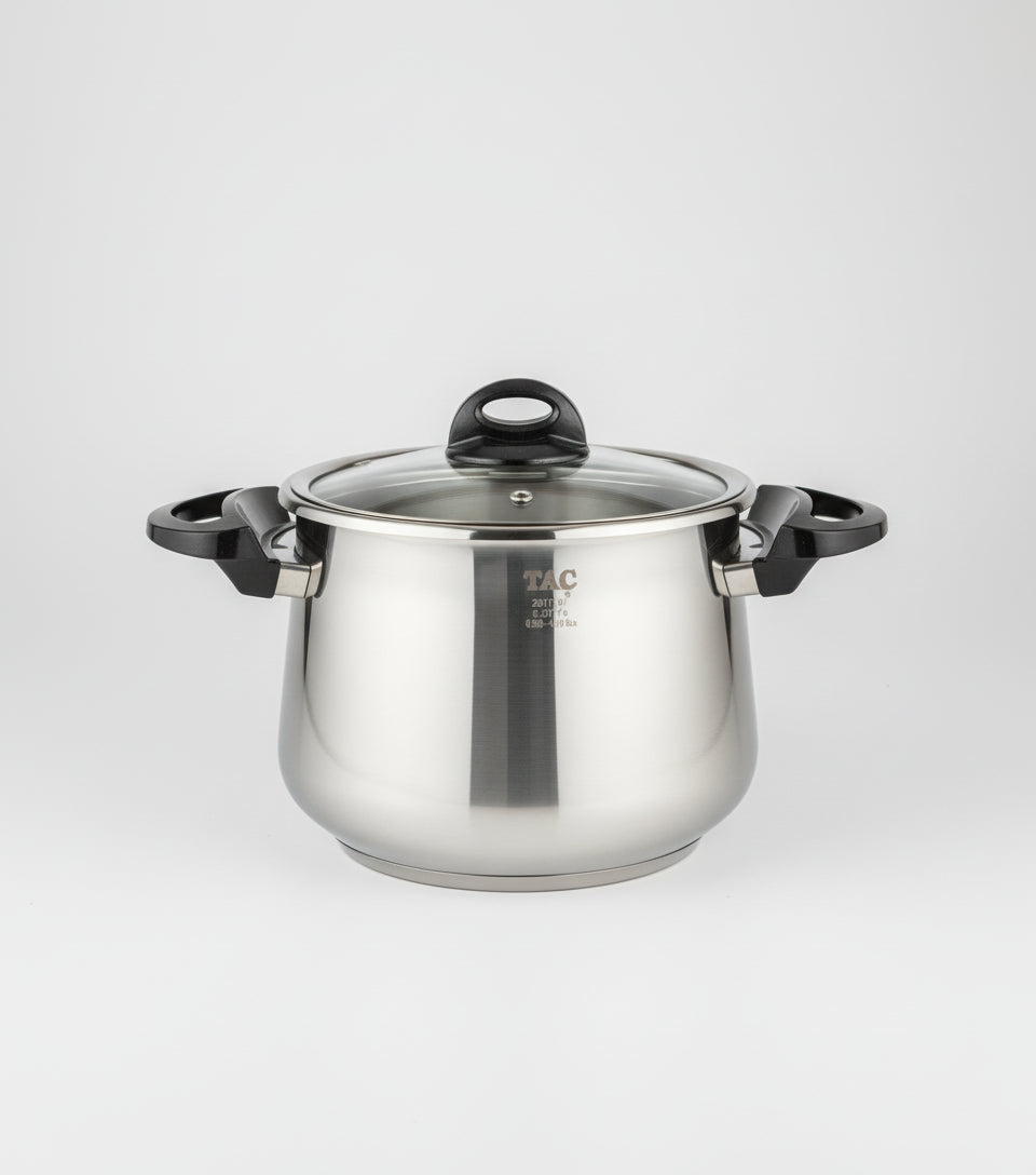 Taç Marmite Inox 4.5 Lt Noir -  Couvercle en verre – Haute Qualité