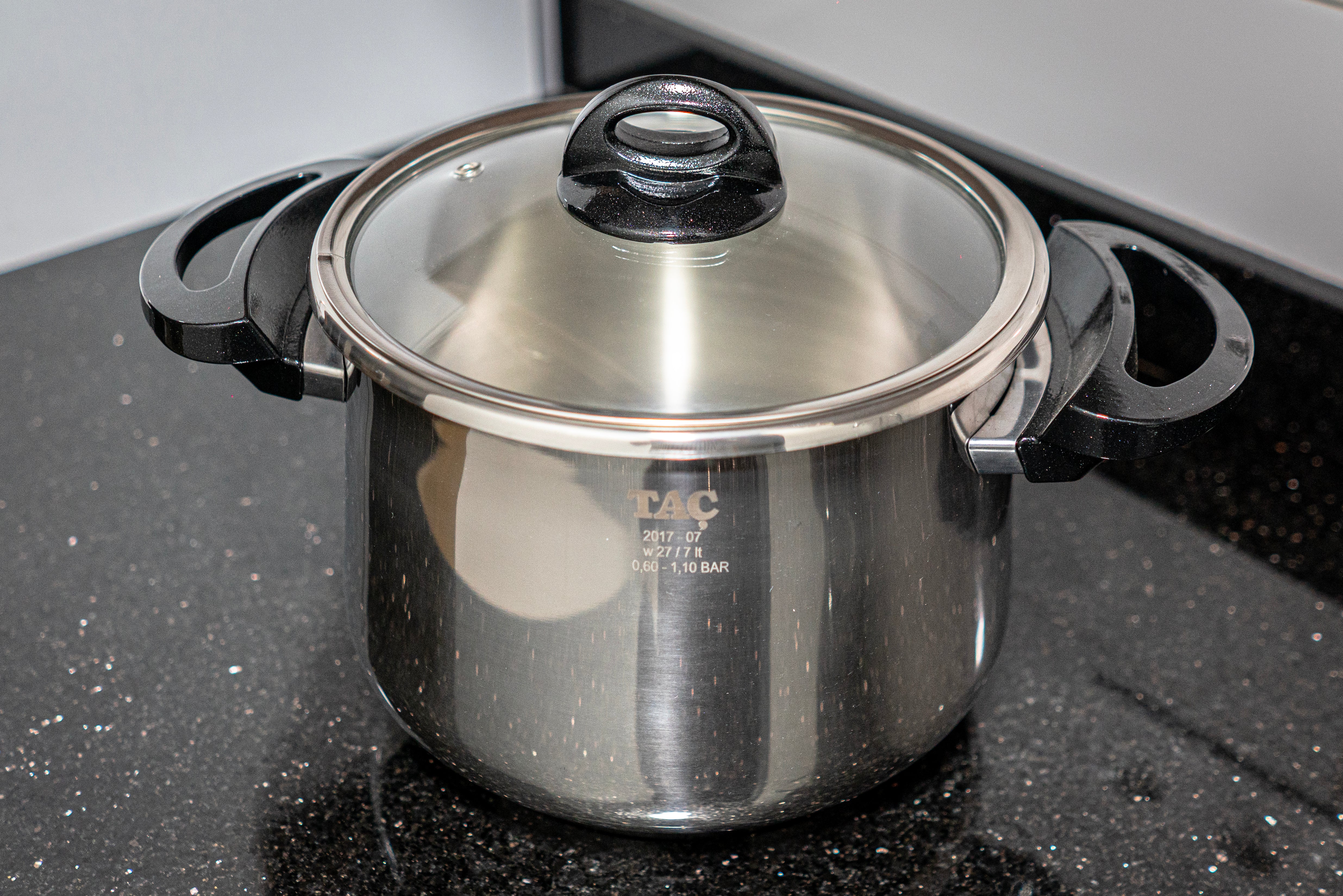 Taç Marmite Inox 4.5 Lt Noir -  Couvercle en verre – Haute Qualité