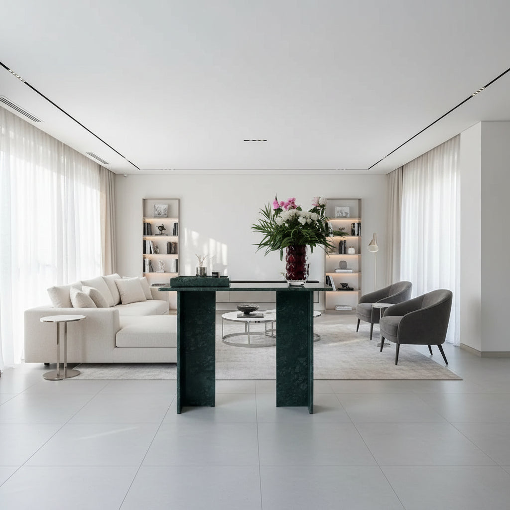 Console en marbre vert  – Élégance naturelle