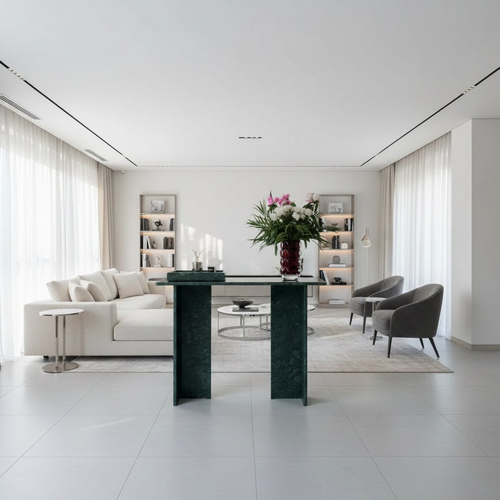 Console en marbre vert  – Élégance naturelle